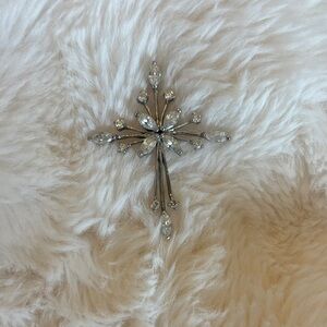 Women’s Silver Cross Crystals Bling NEW